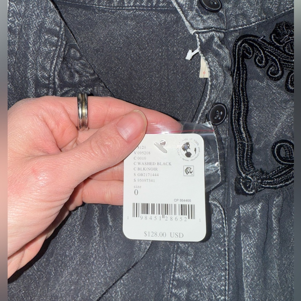 NWT Free People Black Denim Skirt - Picture 3 of 5